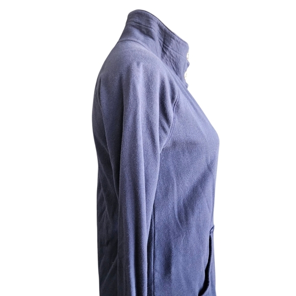 Lilly Pulitzer Medium Women Navy Blue Cotton Stretch Knit Gold Buttons - Picture 2 of 12